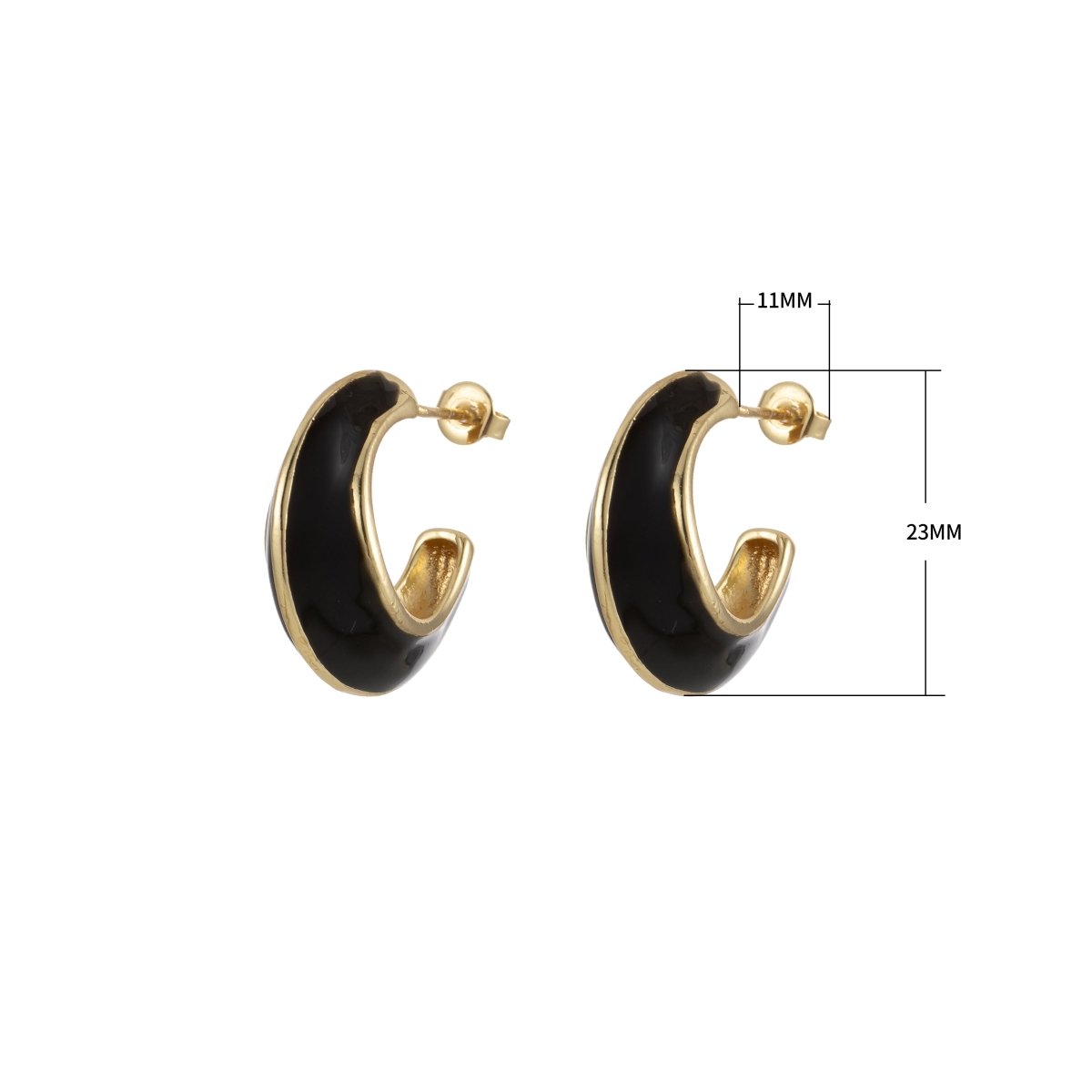 Bold Enamel Hoops Earring Colorful Dome Earring for Everday Wear P-210~P-219 - DLUXCA