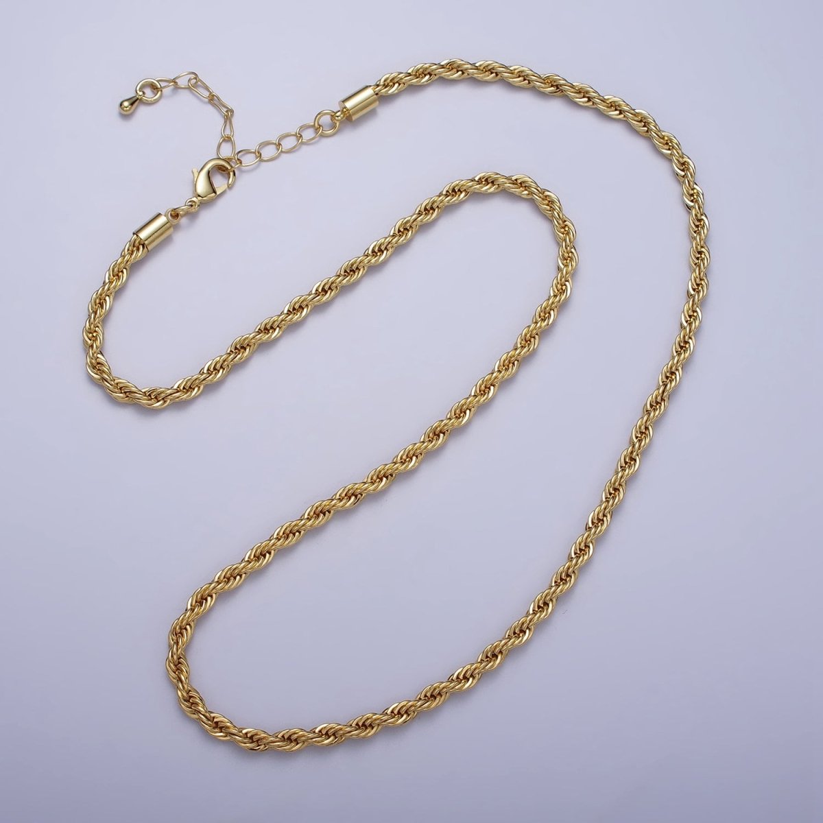 Bold Gold Rope necklace, Thick Chunky chain necklace 4mm Twist Necklace 18", 20 inch + 2 inch extender | WA-1536 WA-1537 Clearance Pricing - DLUXCA