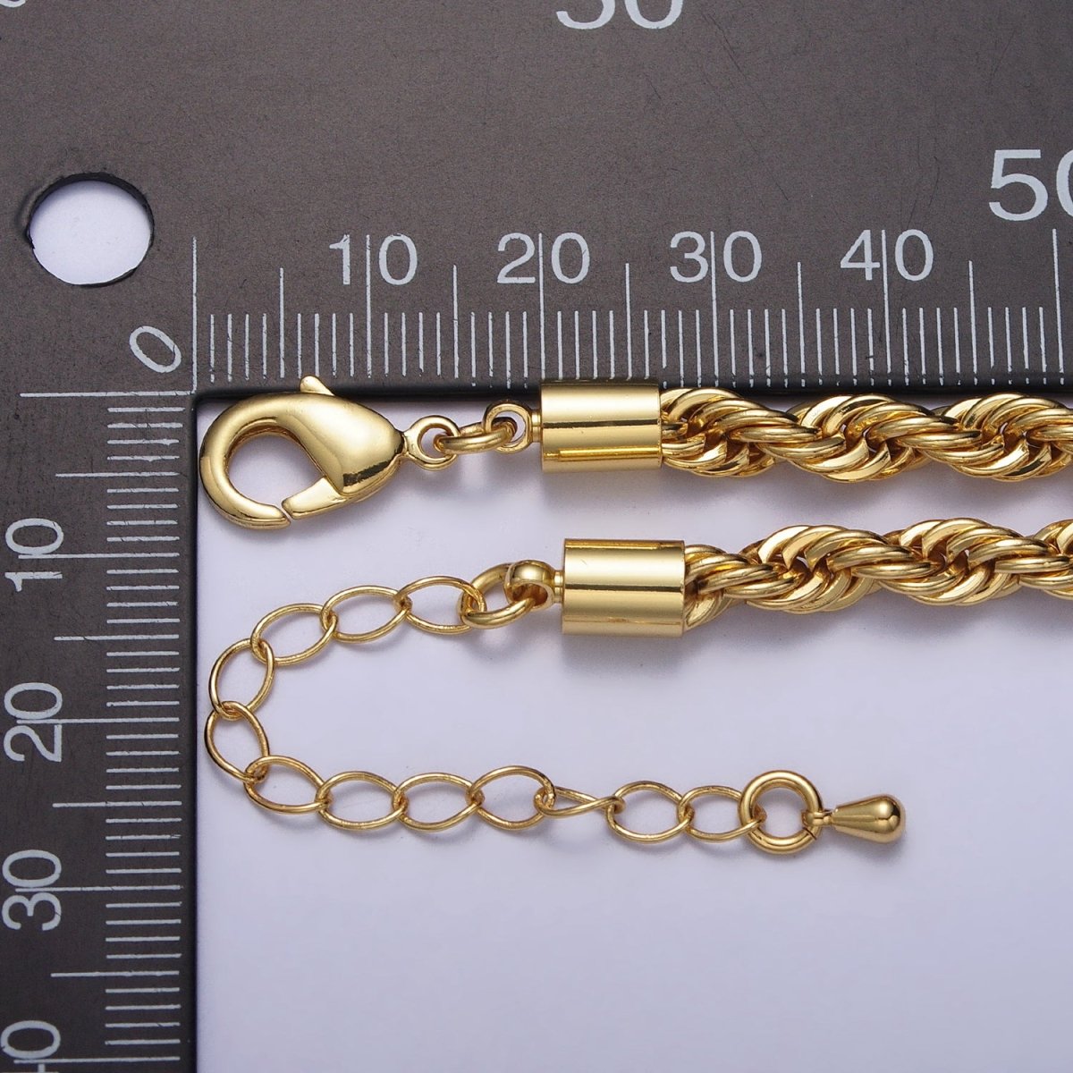 Bold Gold Rope necklace, Thick Chunky chain necklace 5mm Twist Necklace 17", 19.5 inch + 2 inch extender | WA-1532 WA-1533 WA-1534 WA-1535 Clearance Pricing - DLUXCA