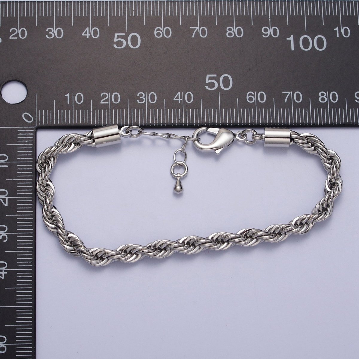 Bold Gold Twisted Rope Chain Bracelet Silver Chunky Rope Chain bracelet 5mm thickness | WA-1540 WA-1541 Clearance Pricing - DLUXCA