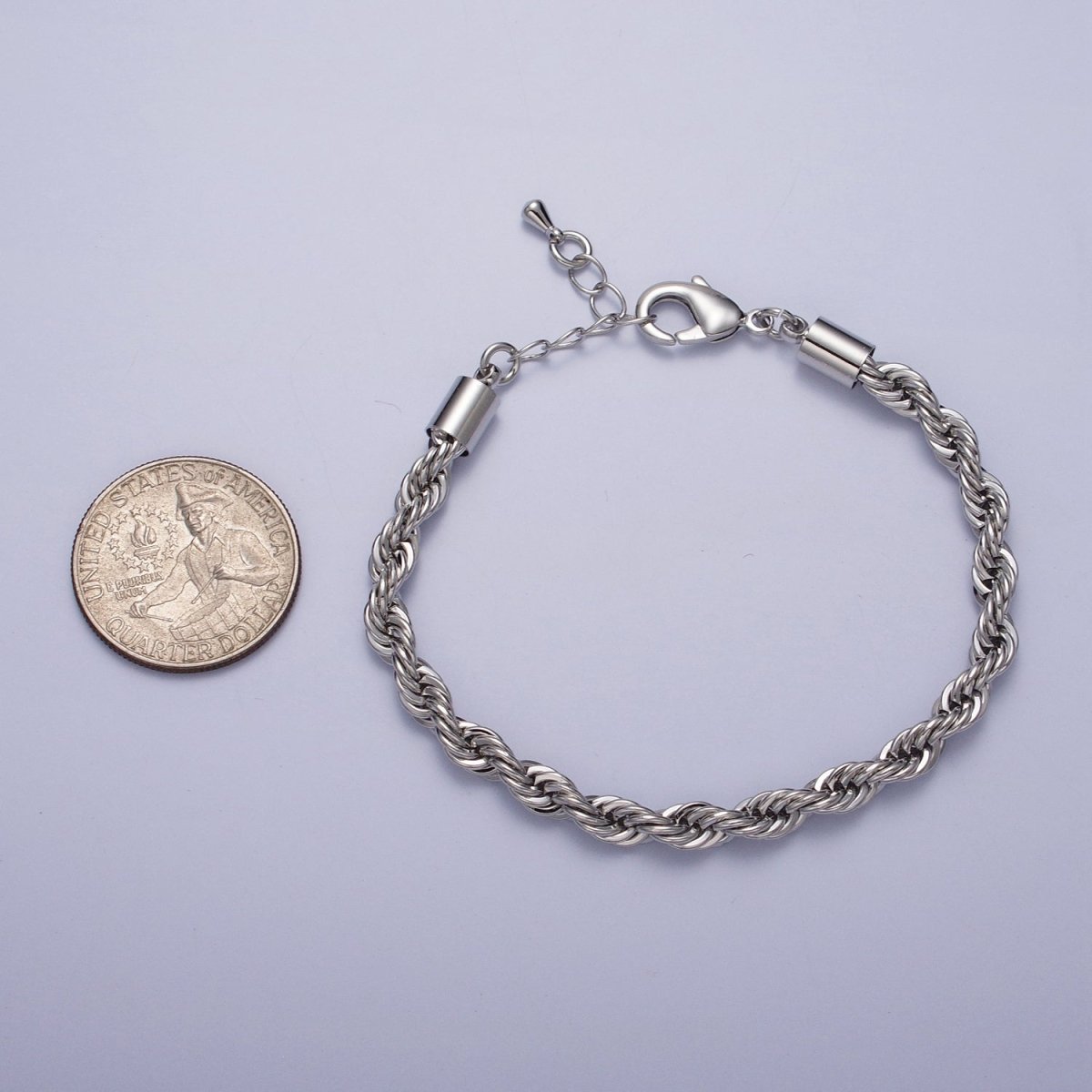 Bold Gold Twisted Rope Chain Bracelet Silver Chunky Rope Chain bracelet 5mm thickness | WA-1540 WA-1541 Clearance Pricing - DLUXCA