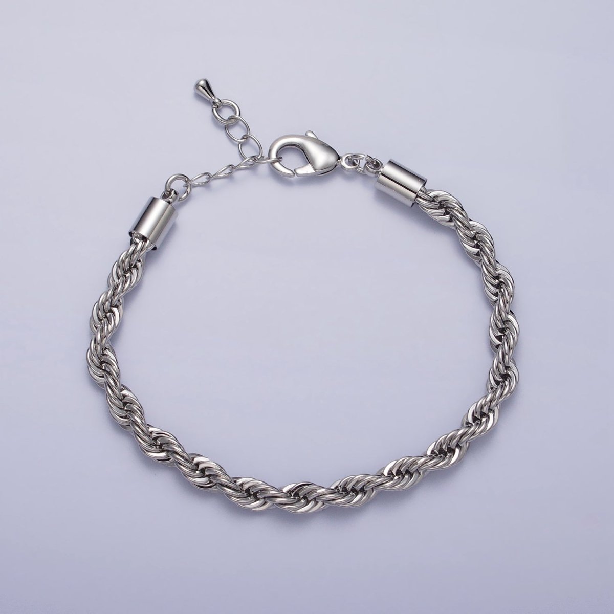 Bold Gold Twisted Rope Chain Bracelet Silver Chunky Rope Chain bracelet 5mm thickness | WA-1540 WA-1541 Clearance Pricing - DLUXCA