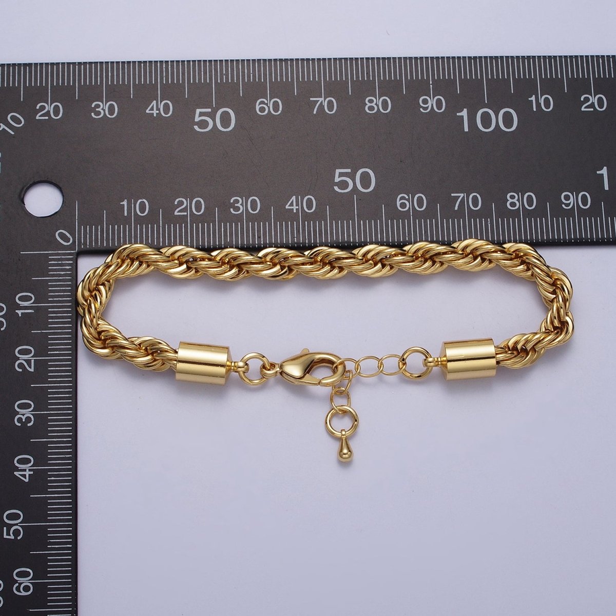 Bold Gold Twisted Rope Chain Bracelet Silver Chunky Rope Chain bracelet 6mm thickness | WA-1542 WA-1543 Clearance Pricing - DLUXCA