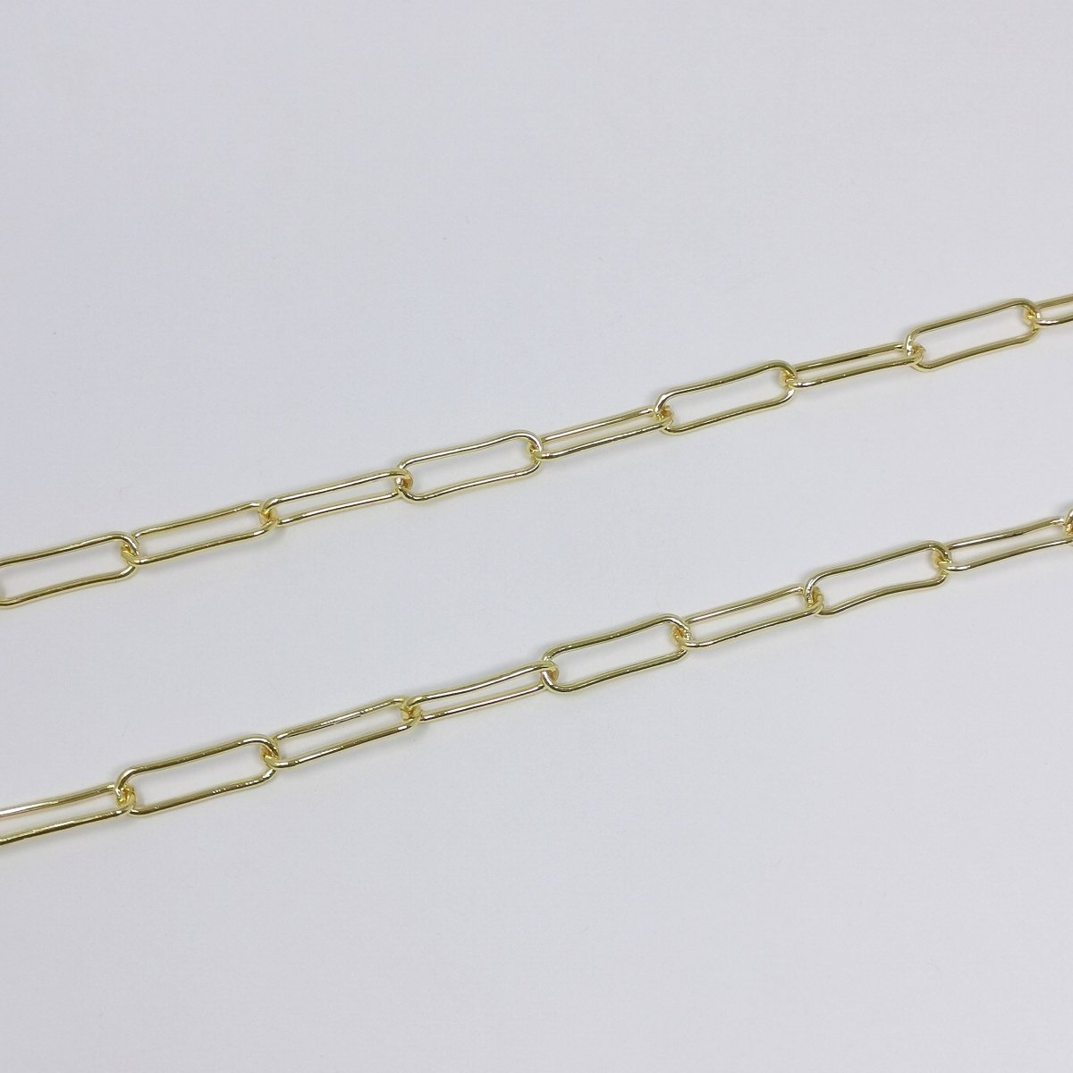 Bold Paperclip Chain 24K Gold Filled by Yard, 1.5mm Thickness Oval Link Chain by Foot, Paper Clip Link for DIY Craft | ROLL-411 Clearance Pricing - DLUXCA