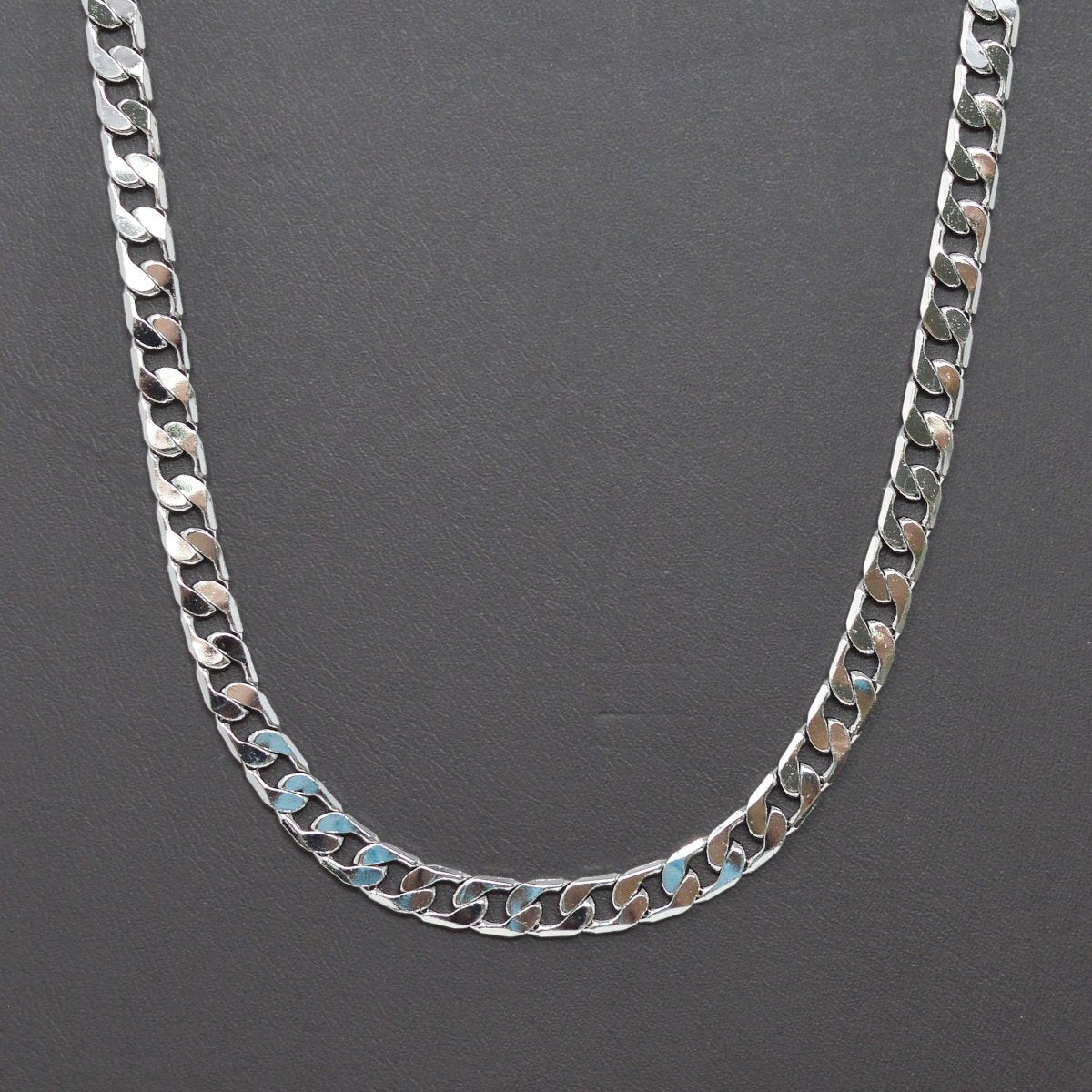 Bold Silver Necklace Miami Cuban Chain Necklace - Chunky Chain Layering Necklace 5.5mm 17.8 inch ready to wear chain w/ Lobster Clasp | CN-1011 Clearance Pricing - DLUXCA