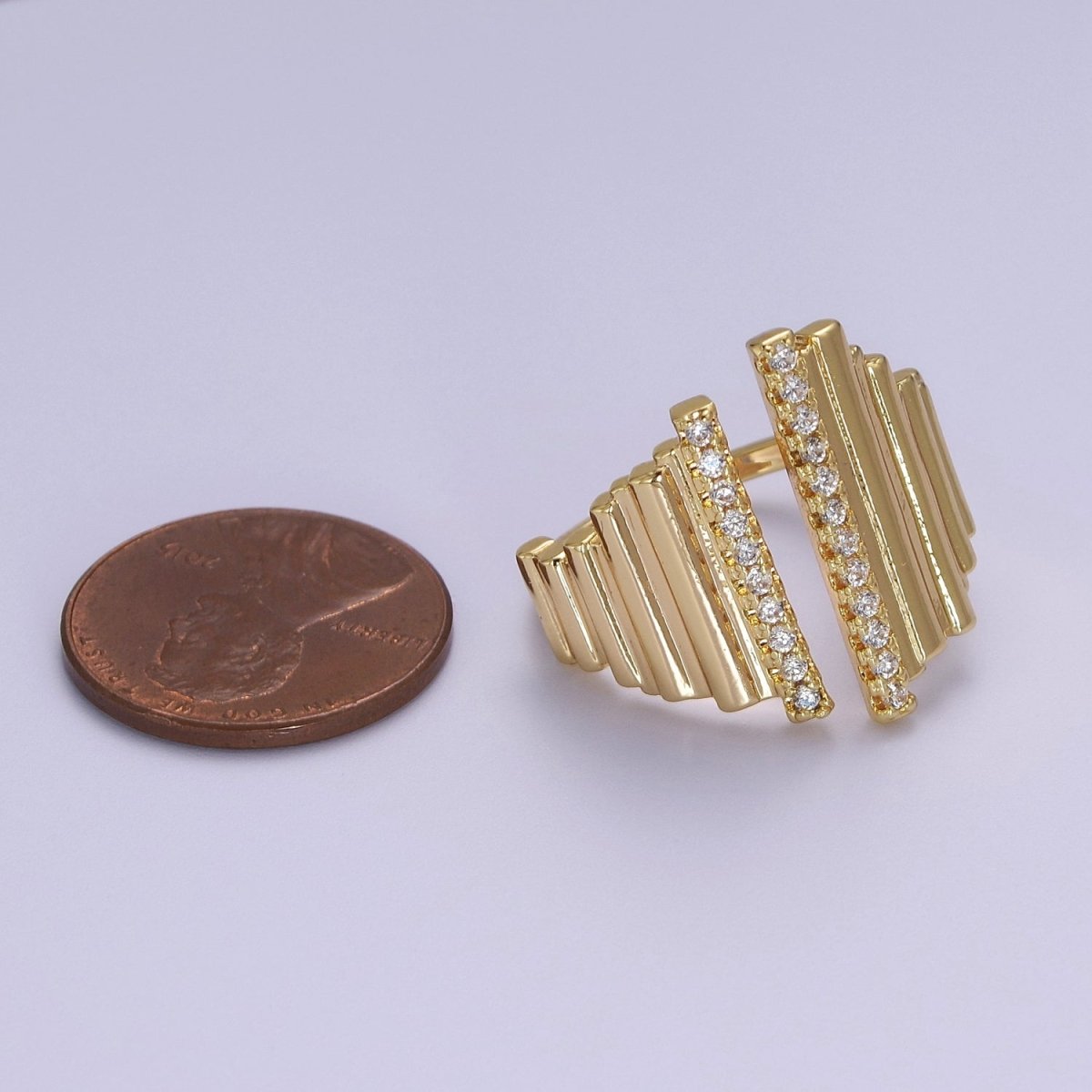 Bold Statement Ring Gold CZ Stackable Ring O-2032 - DLUXCA