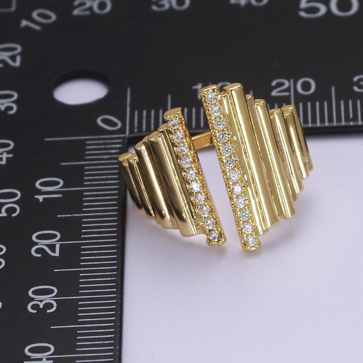 Bold Statement Ring Gold CZ Stackable Ring O-2032 - DLUXCA
