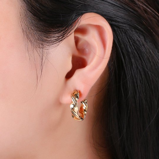 Bold Stud Earrinng Gold Croissant Hoops in Gold • Minimalist Earrings Gold Vermeil in Sterling Silver • Stud Earrings • Perfect Gift for Her Q-232 - DLUXCA