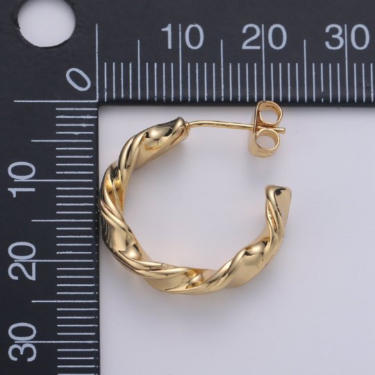 Bold Stud Earrinng Gold Croissant Hoops in Gold • Minimalist Earrings Gold Vermeil in Sterling Silver • Stud Earrings • Perfect Gift for Her Q-232 - DLUXCA
