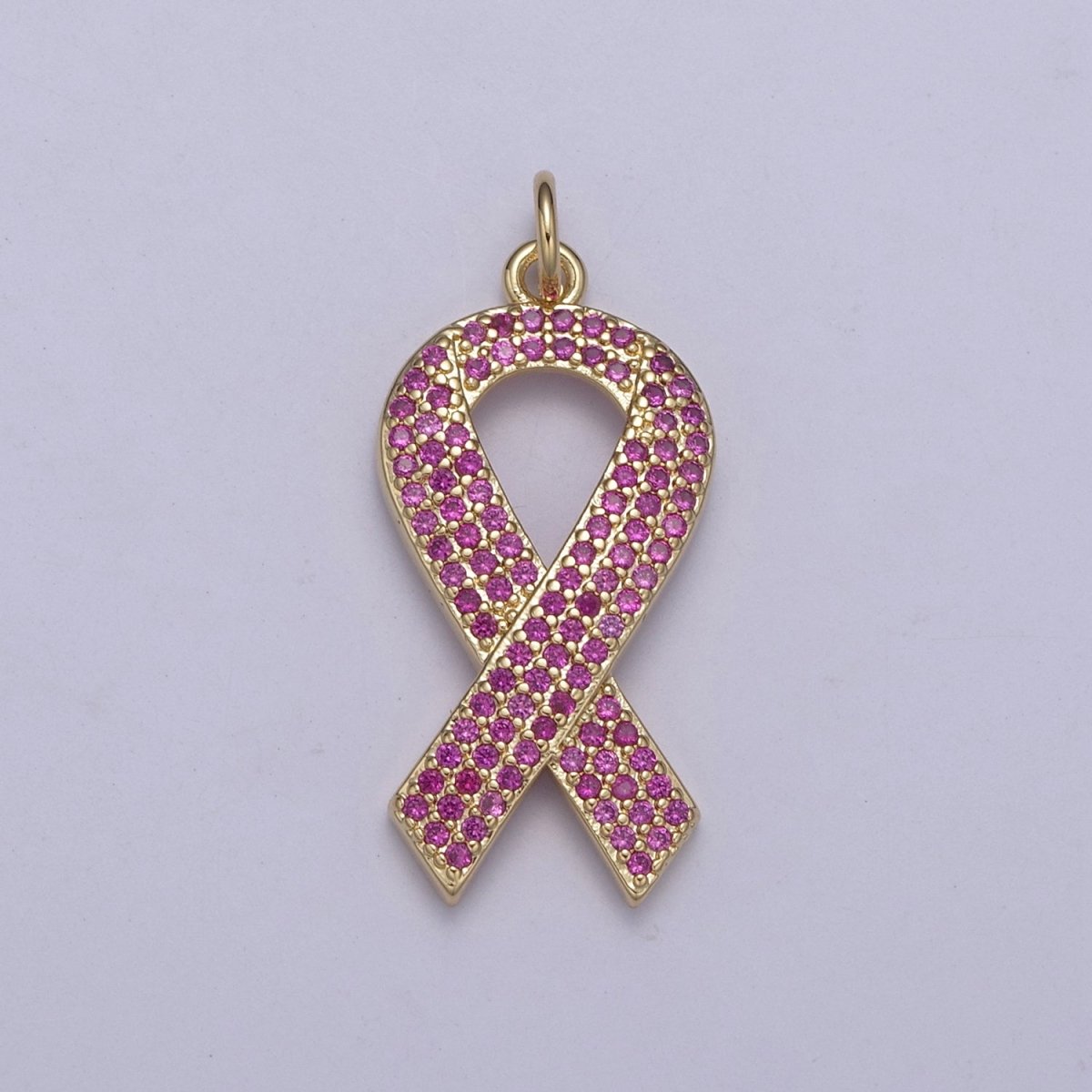 Breast Cancer Awareness PiNK Ribbon Gold Filled PENDANT for Necklace Bracelet component N-372 - DLUXCA