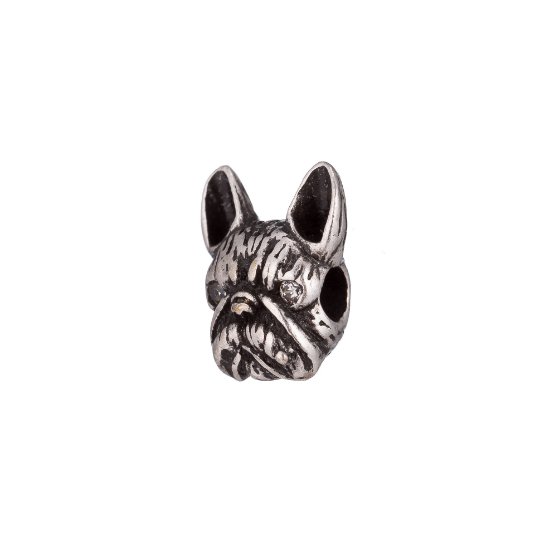 Bronze french bulldog, Gift for Animal Lover, Women, Ladies, Dog, Craft Cubic Zirconia Bracelet Charm Bead Findings Connector for supply B-158 - DLUXCA