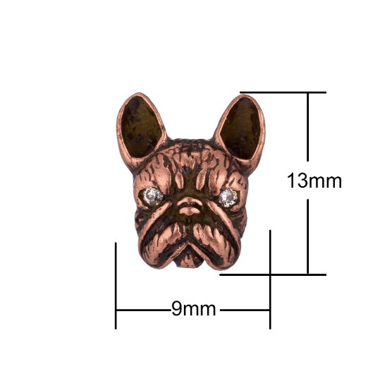 Bronze french bulldog, Gift for Animal Lover, Women, Ladies, Dog, Craft Cubic Zirconia Bracelet Charm Bead Findings Connector for supply B-158 - DLUXCA