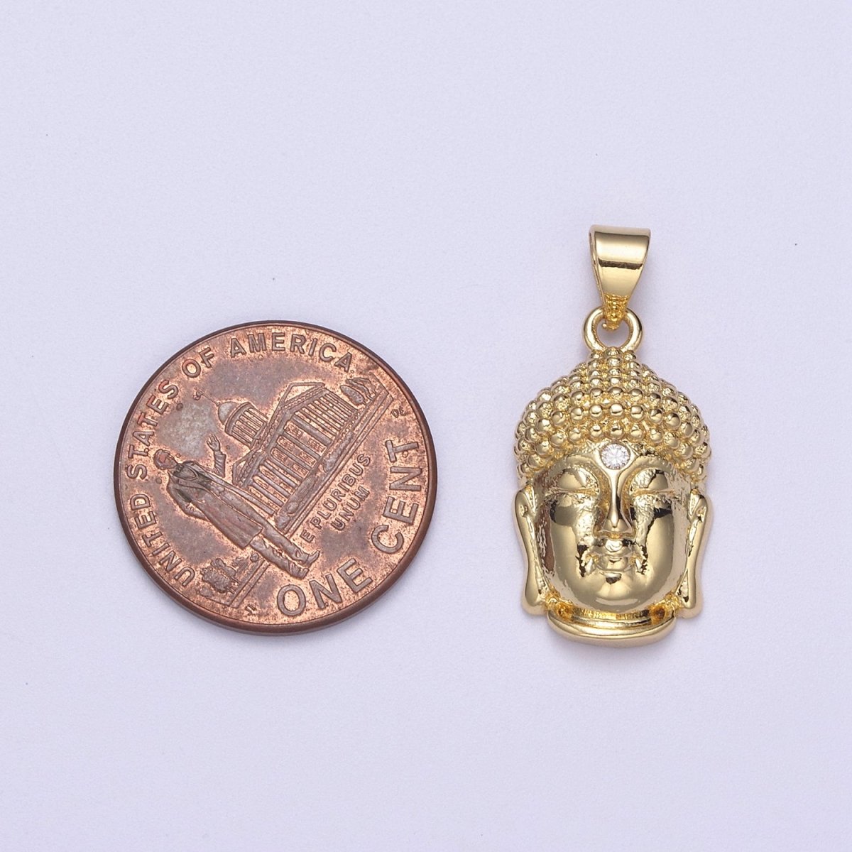 Buddha Head Gold Pendant Necklace Charm H-129 - DLUXCA