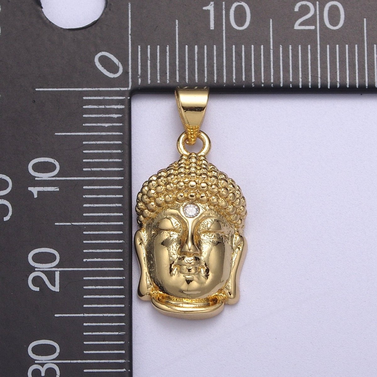 Buddha Head Gold Pendant Necklace Charm H-129 - DLUXCA