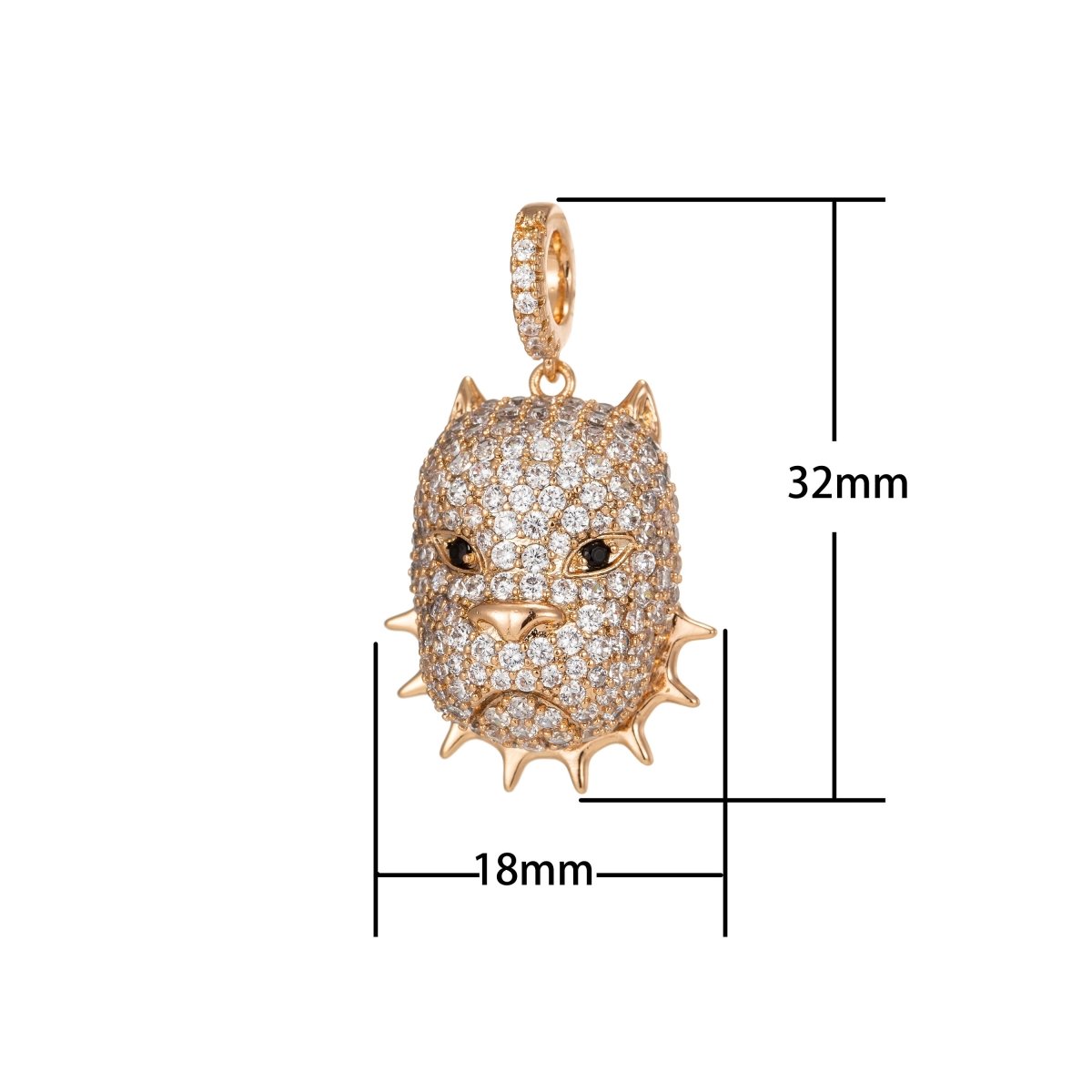 Bulldog Pendant Two Tone Iced Out 18k Gold Filled Designer Inspired Hip Hop Trendy Statement NecklacePendant I-199 - DLUXCA