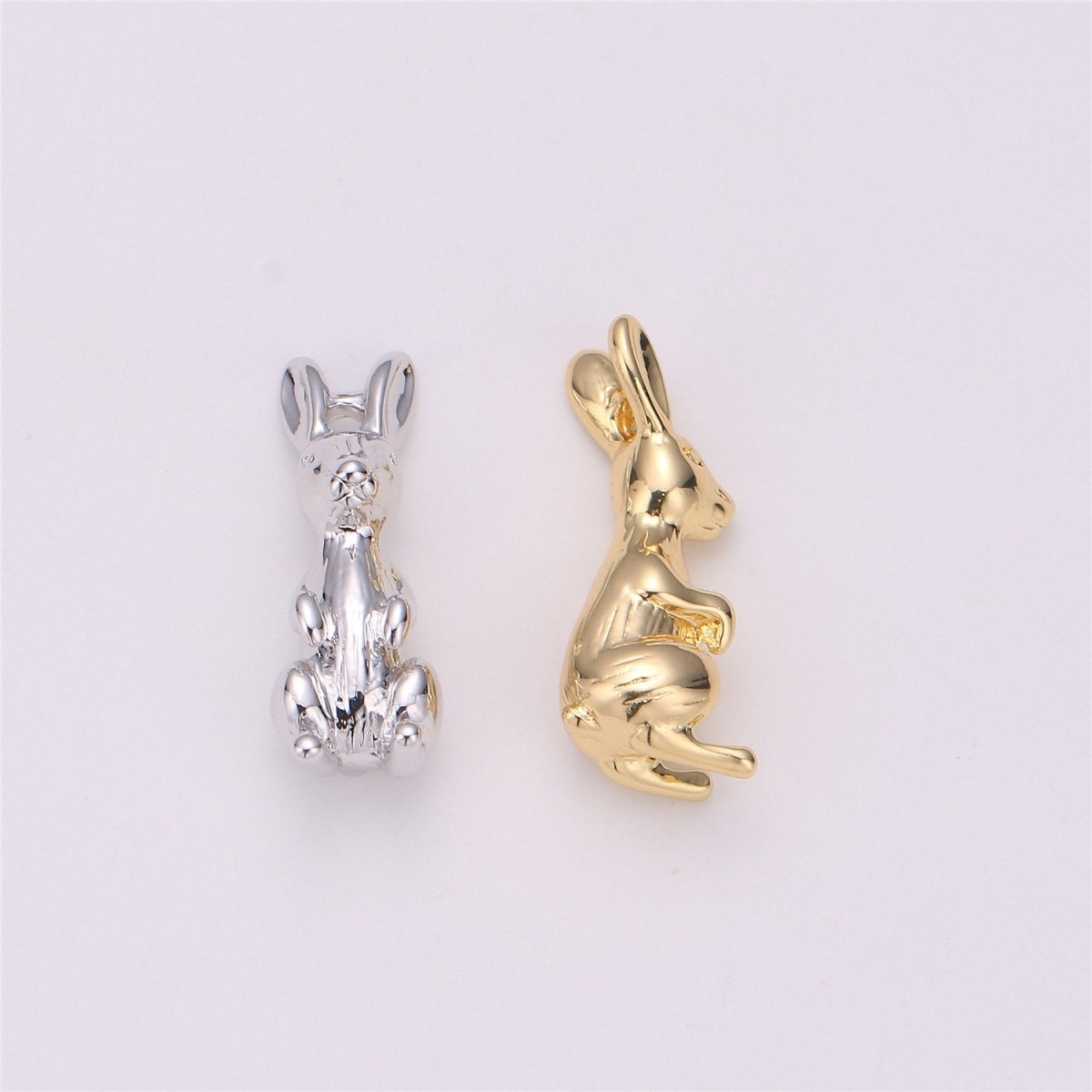 Bunny Charm, Rabbit Charm, Easter Charm, 3d Animal Charm, Animal Lover, Gold Filled Charm for Jewelry Making Supply C-526 - DLUXCA