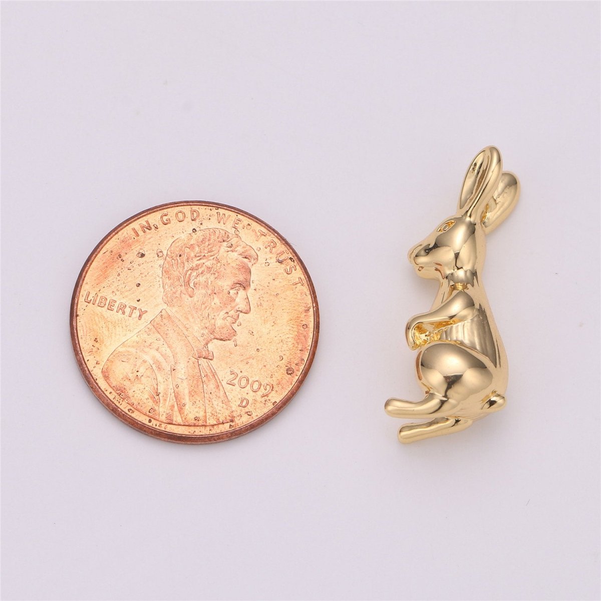 Bunny Charm, Rabbit Charm, Easter Charm, 3d Animal Charm, Animal Lover, Gold Filled Charm for Jewelry Making Supply C-526 - DLUXCA