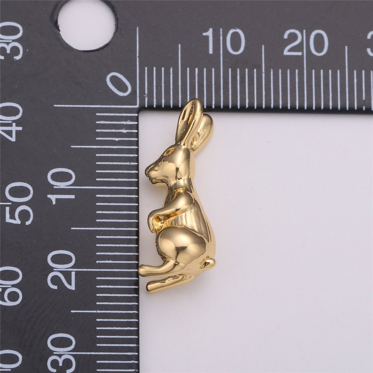 Bunny Charm, Rabbit Charm, Easter Charm, 3d Animal Charm, Animal Lover, Gold Filled Charm for Jewelry Making Supply C-526 - DLUXCA