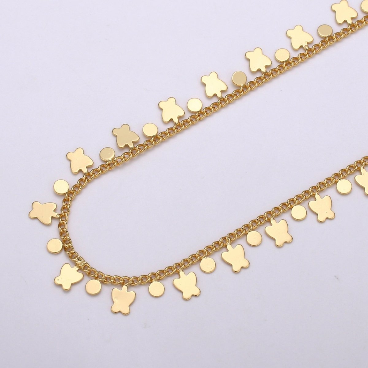 Butterfly Charm, 24K Gold Filled Chain By Yard, Balloon Charm Chain, Wholesale Bilk Roll Chain For Jewelry Making, Width 5mm, CURB DESIGNED Unfinished Chain | ROLL-352 Clearance Pricing - DLUXCA