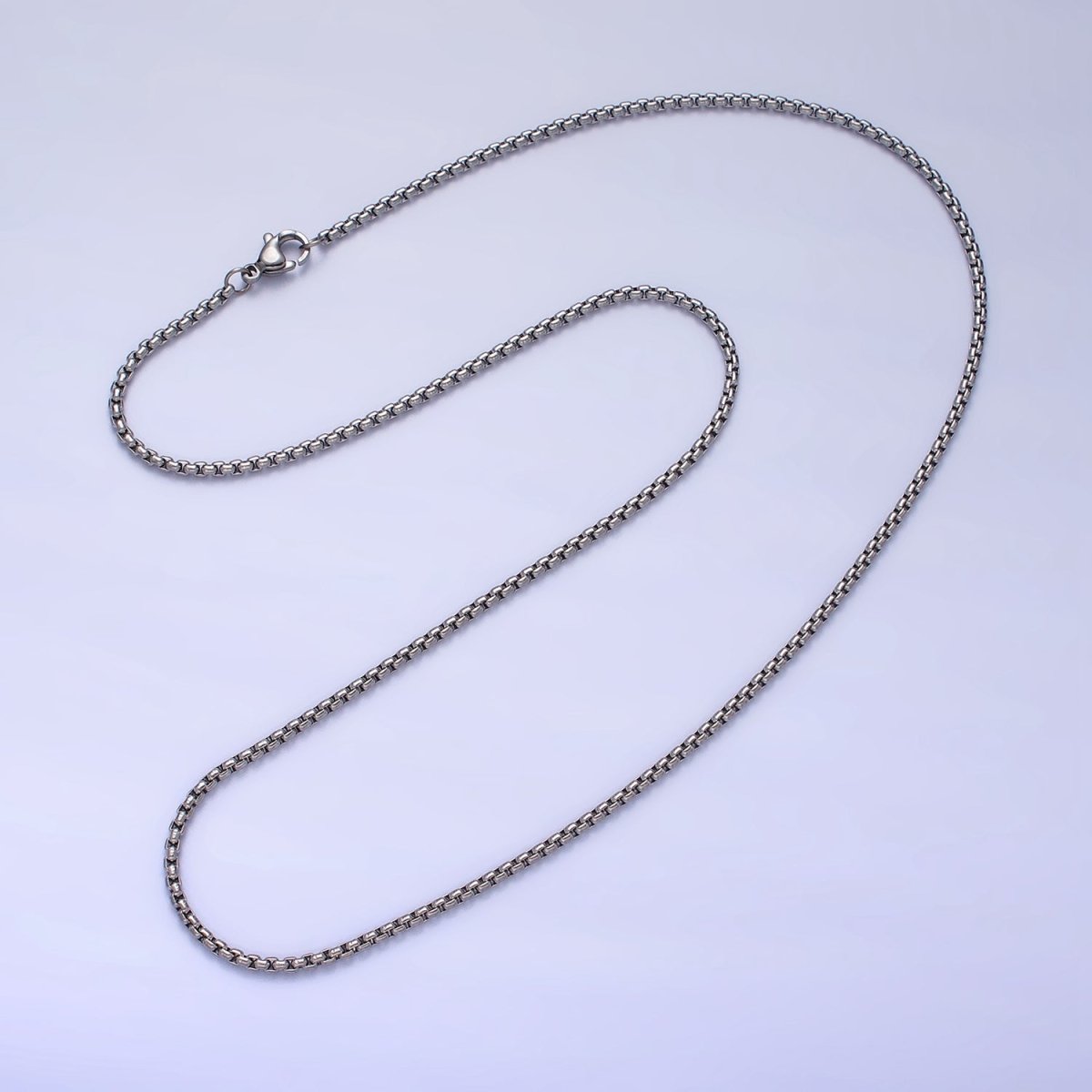 Cable Rolo Chain Necklace for Men or Women, Stainless Steel Box Chain 2mm Gold Silver Tone Tarnish Free Necklace Chain | WA-1706 WA-1707 Clearance Pricing - DLUXCA