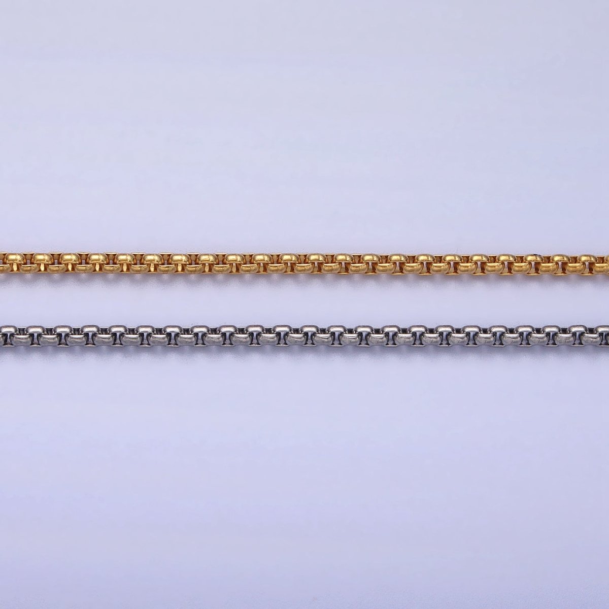 Cable Rolo Chain Necklace for Men or Women, Stainless Steel Box Chain 2mm Gold Silver Tone Tarnish Free Necklace Chain | WA-1706 WA-1707 Clearance Pricing - DLUXCA