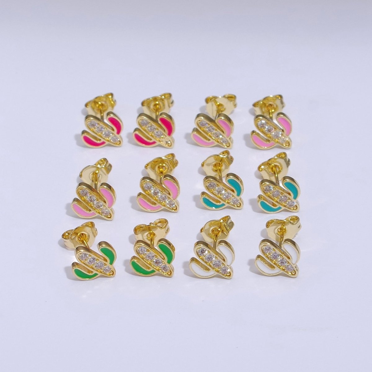 Cactus earrings, gold cactus stud earrings, tiny studs, dainty small studs, minimalist Succulent stud Earring T-145 ~ T-149 - DLUXCA