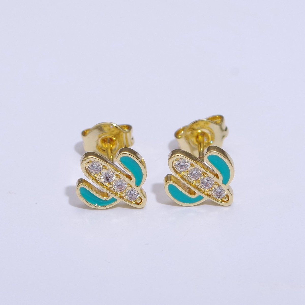 Cactus earrings, gold cactus stud earrings, tiny studs, dainty small studs, minimalist Succulent stud Earring T-145 ~ T-149 - DLUXCA