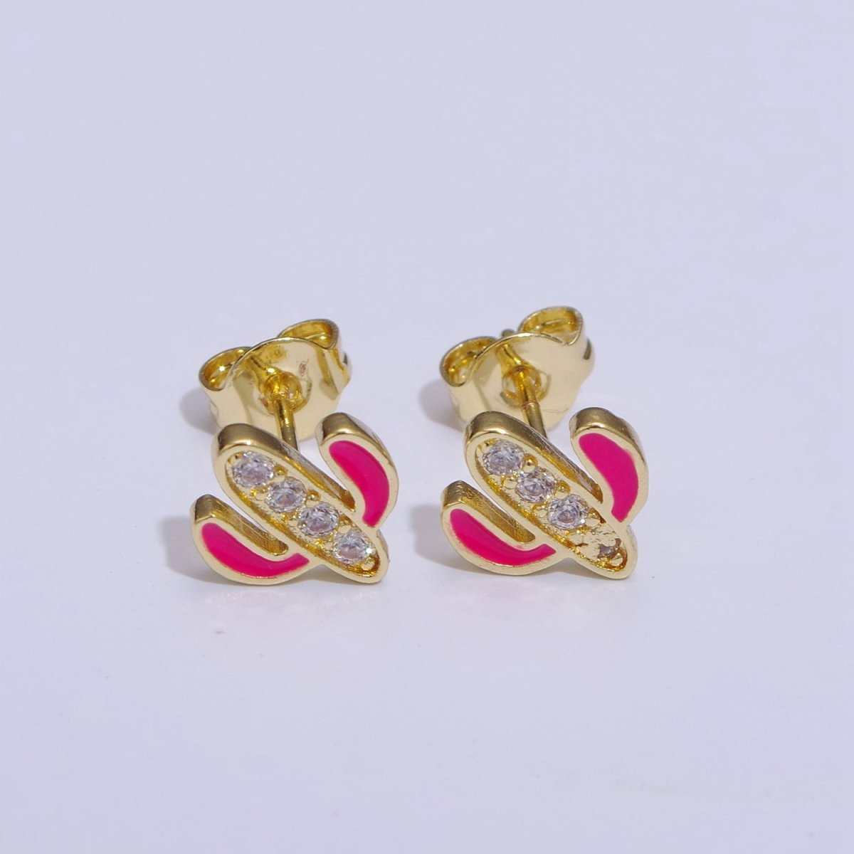 Cactus earrings, gold cactus stud earrings, tiny studs, dainty small studs, minimalist Succulent stud Earring T-145 ~ T-149 - DLUXCA