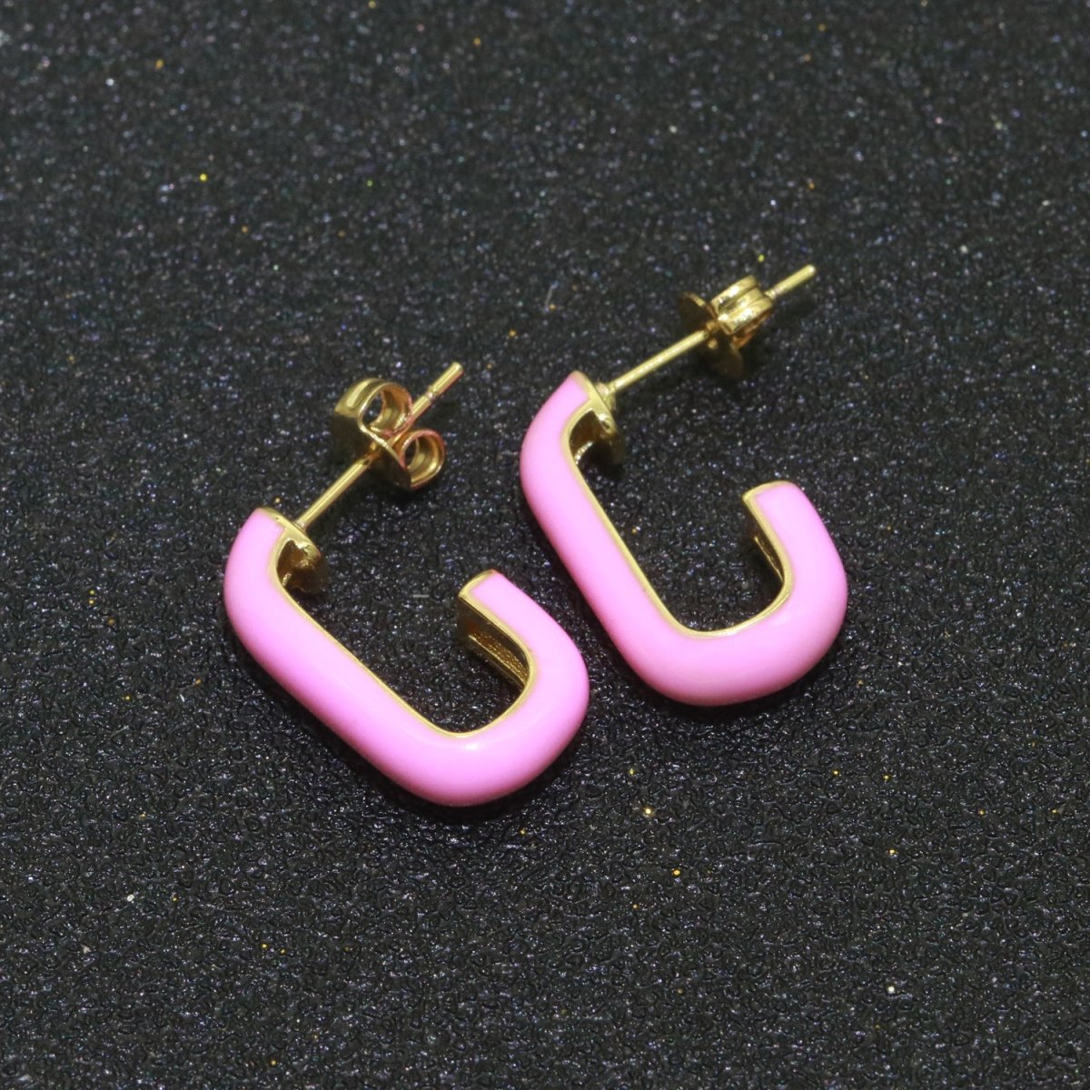Candy Neon Enamel Hoops Earring Colorful C Shaped Earring for Everyday Wear T-082 ~ T-091 - DLUXCA