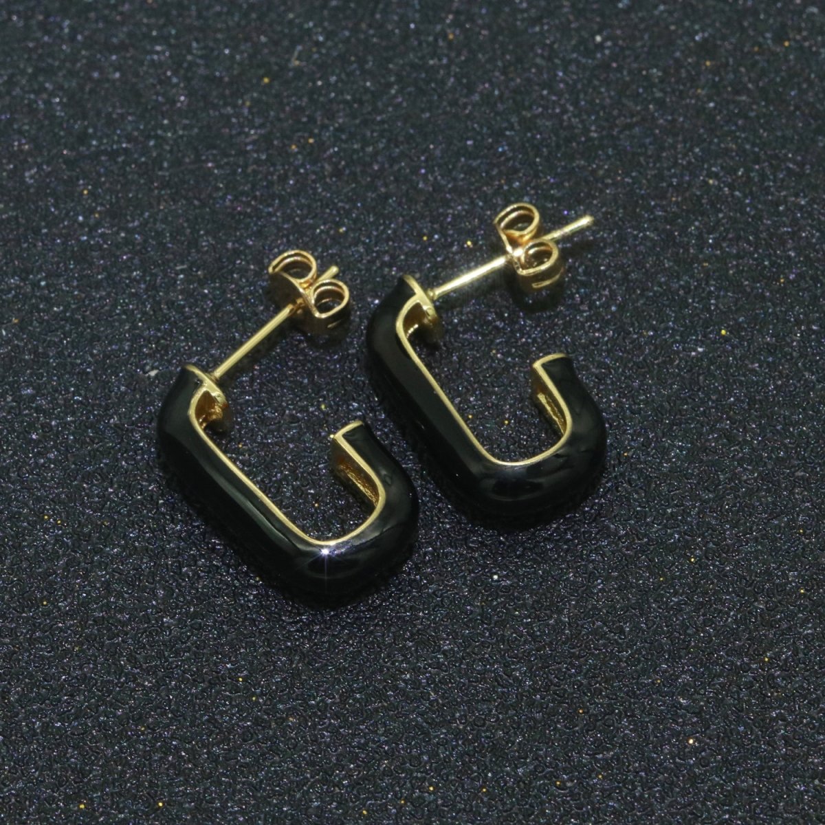 Candy Neon Enamel Hoops Earring Colorful C Shaped Earring for Everyday Wear T-082 ~ T-091 - DLUXCA