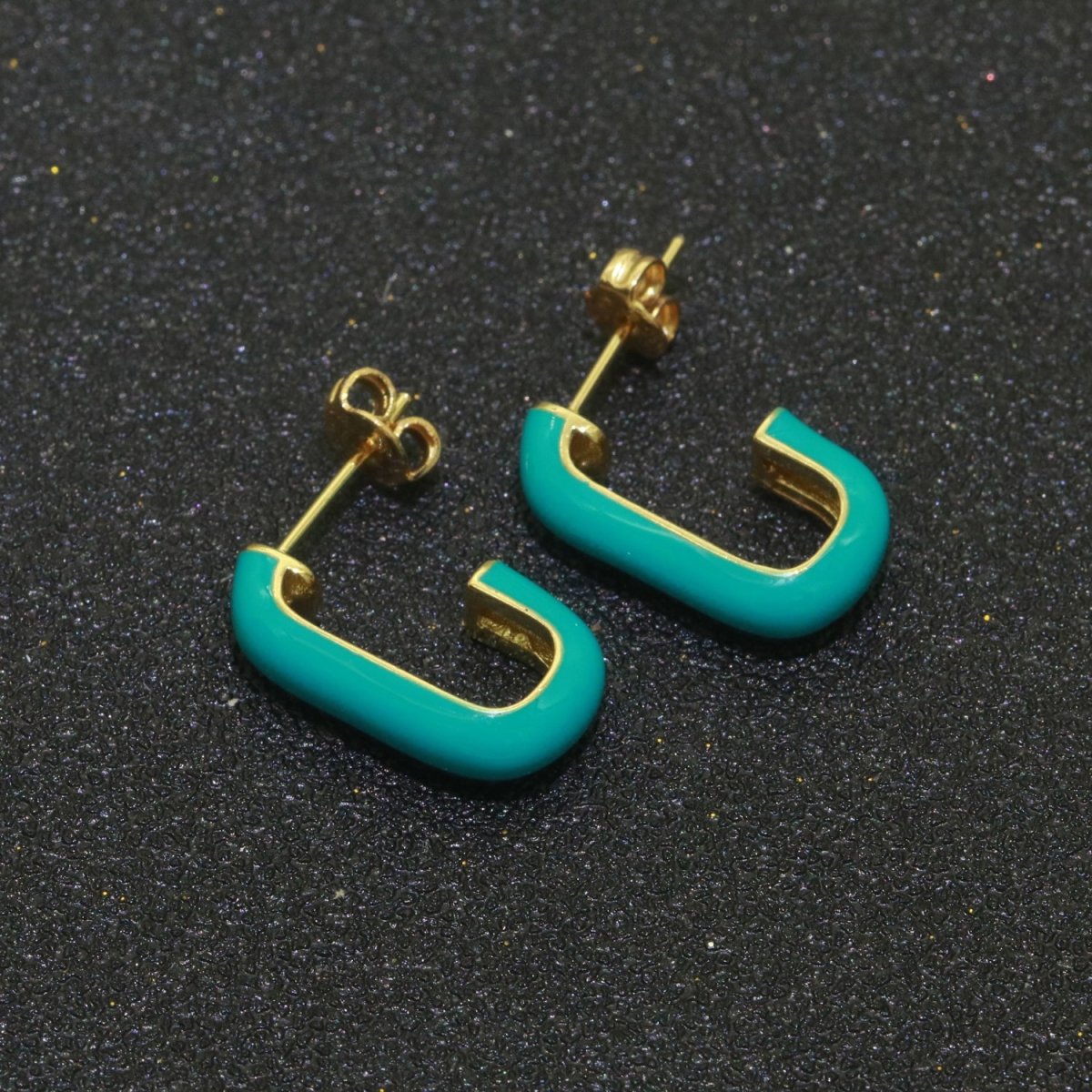 Candy Neon Enamel Hoops Earring Colorful C Shaped Earring for Everyday Wear T-082 ~ T-091 - DLUXCA