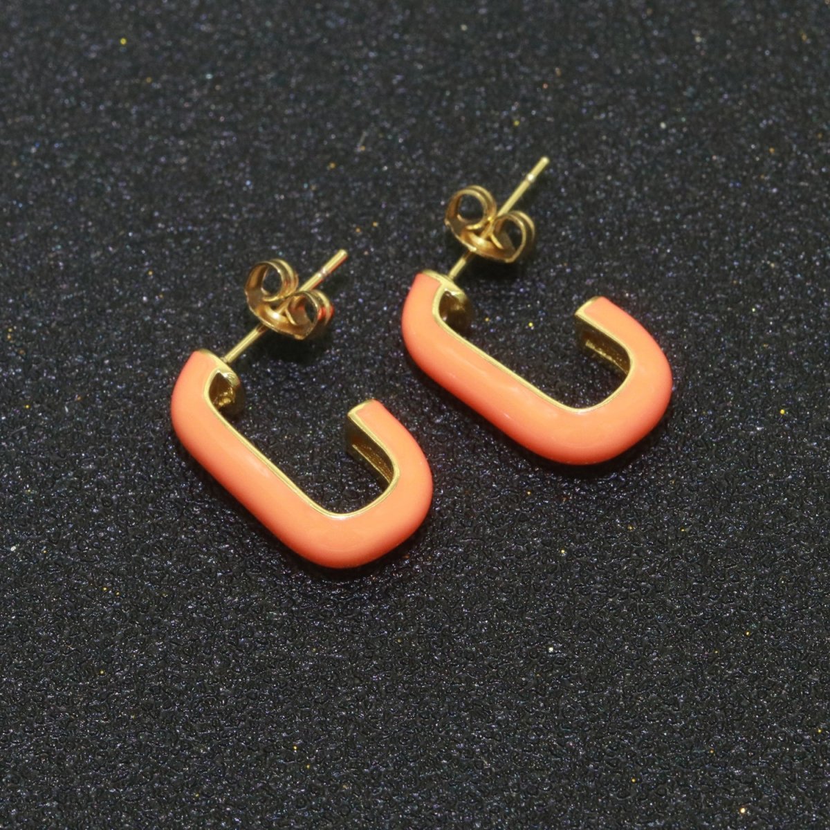 Candy Neon Enamel Hoops Earring Colorful C Shaped Earring for Everyday Wear T-082 ~ T-091 - DLUXCA
