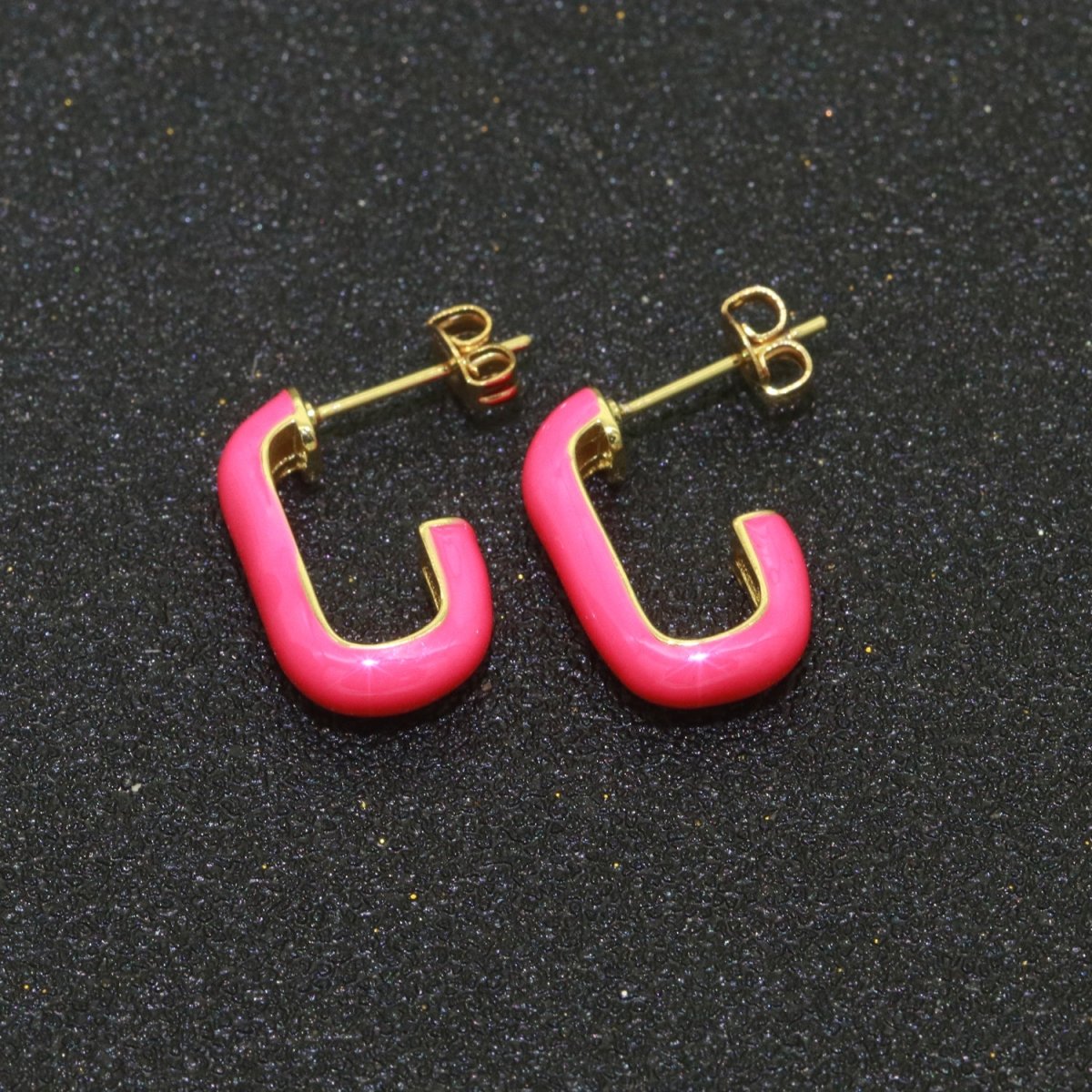 Candy Neon Enamel Hoops Earring Colorful C Shaped Earring for Everyday Wear T-082 ~ T-091 - DLUXCA