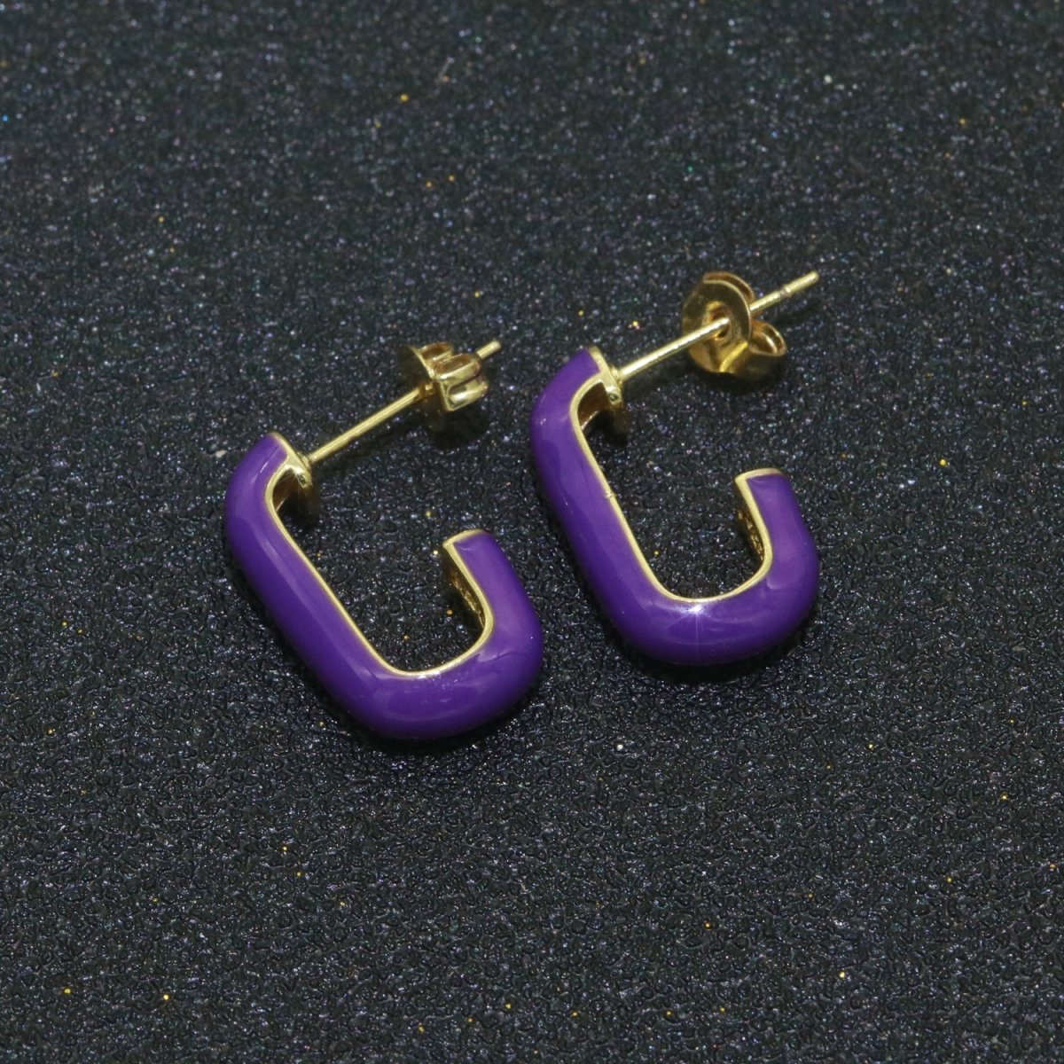 Candy Neon Enamel Hoops Earring Colorful C Shaped Earring for Everyday Wear T-082 ~ T-091 - DLUXCA