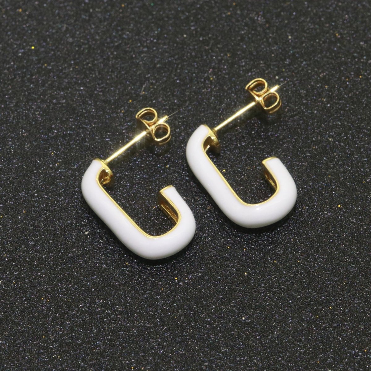 Candy Neon Enamel Hoops Earring Colorful C Shaped Earring for Everyday Wear T-082 ~ T-091 - DLUXCA