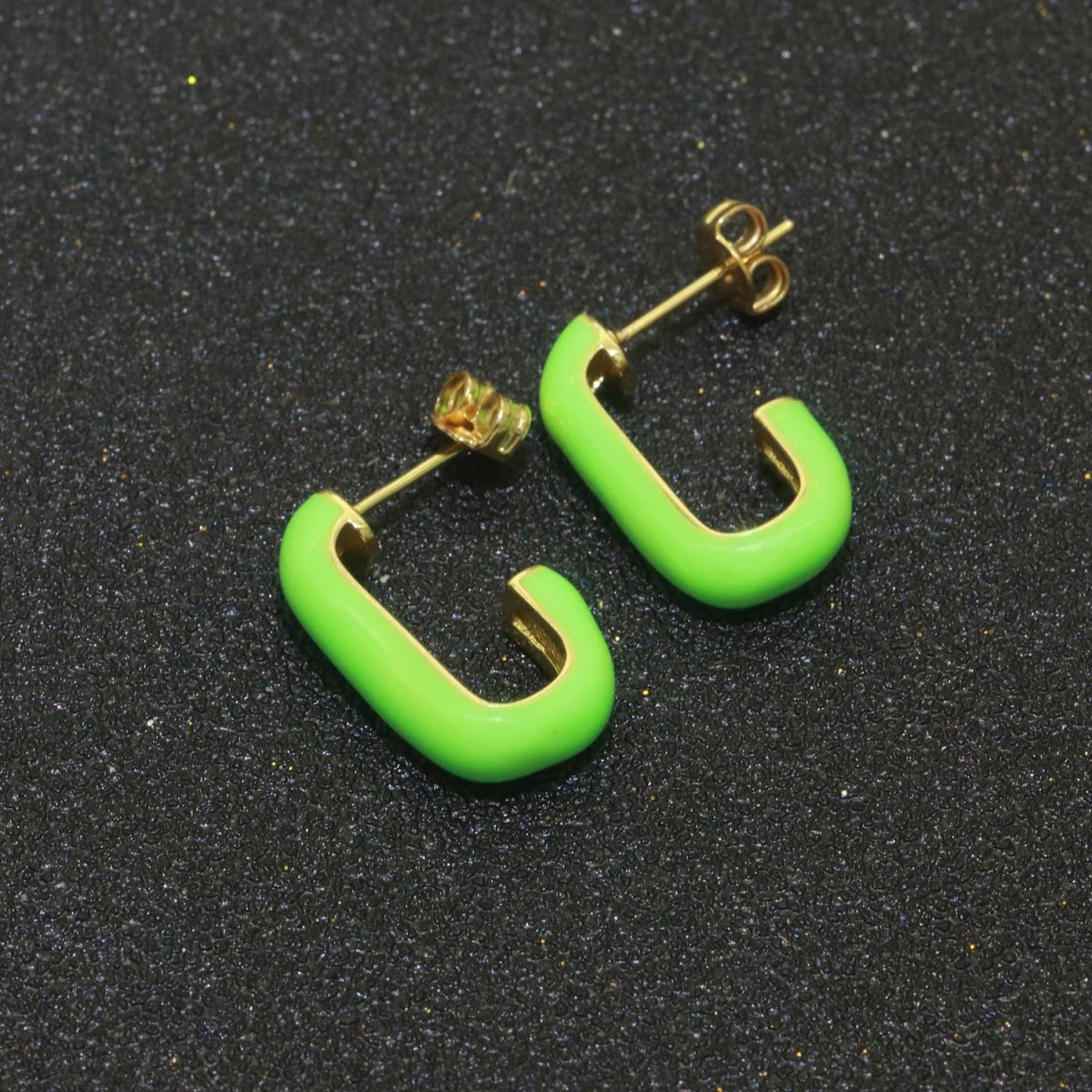 Candy Neon Enamel Hoops Earring Colorful C Shaped Earring for Everyday Wear T-082 ~ T-091 - DLUXCA