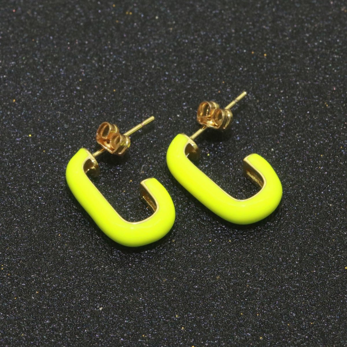 Candy Neon Enamel Hoops Earring Colorful C Shaped Earring for Everyday Wear T-082 ~ T-091 - DLUXCA