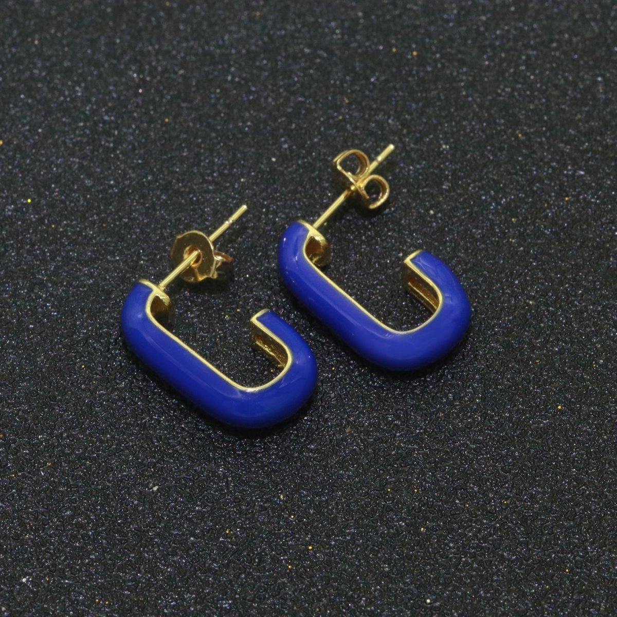 Candy Neon Enamel Hoops Earring Colorful C Shaped Earring for Everyday Wear T-082 ~ T-091 - DLUXCA