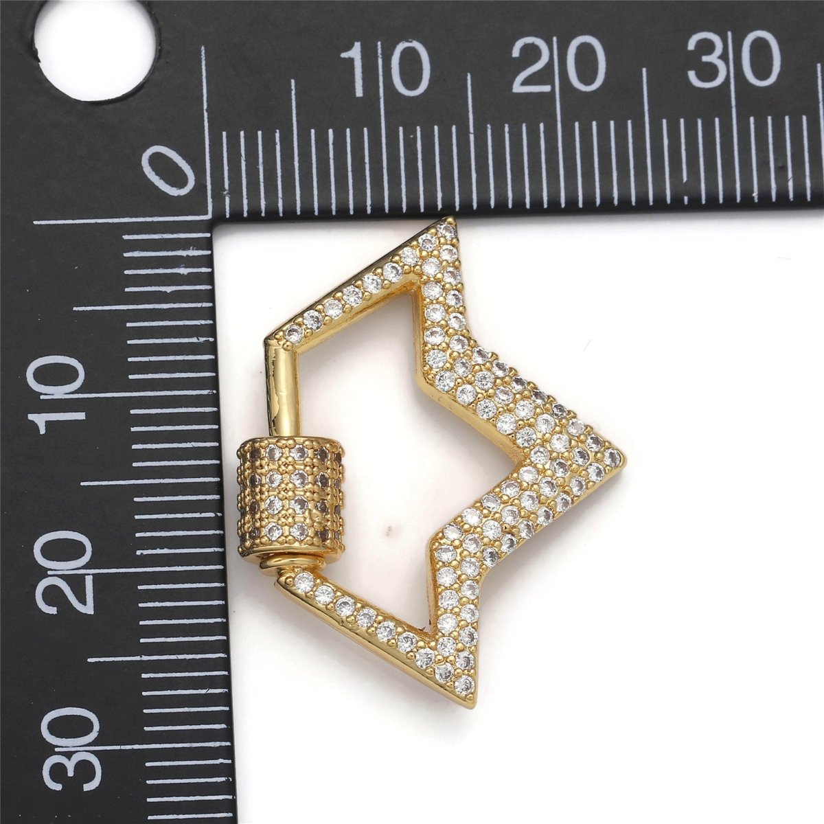 Carabiner Screw Clasp, Screw Clasp Crown , Interlocking Crown Clasp, Pave Crown Shaped Clasps, Gold Color, K-490 - DLUXCA