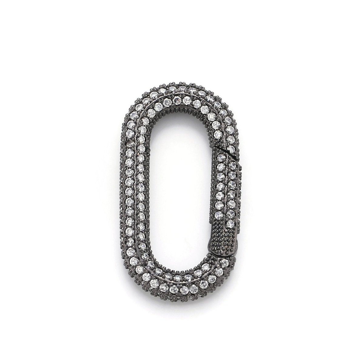 Carabiner Screw Clasp, Screw Clasp Oval Lock, Interlocking Oval Clasp, Pave Oval Shaped Lock Clasps, Multiple color options, K-376 K-378 - DLUXCA