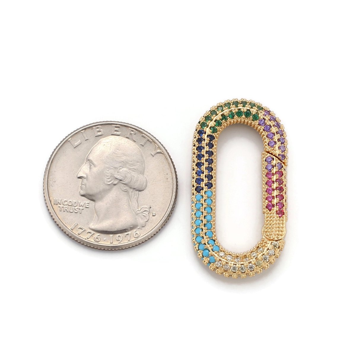 Carabiner Screw Clasp, Screw Clasp Oval Lock, Interlocking Oval Clasp, Pave Oval Shaped Lock Clasps, Multiple color options, K-376 K-378 - DLUXCA