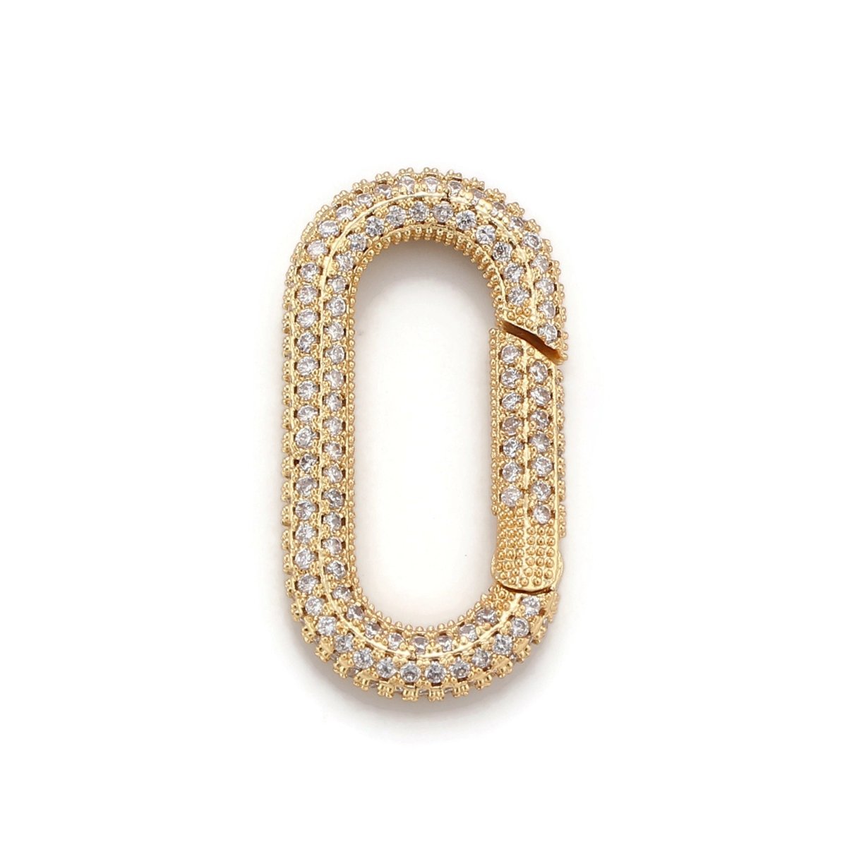 Carabiner Screw Clasp, Screw Clasp Oval Lock, Interlocking Oval Clasp, Pave Oval Shaped Lock Clasps, Multiple color options, K-376 K-378 - DLUXCA