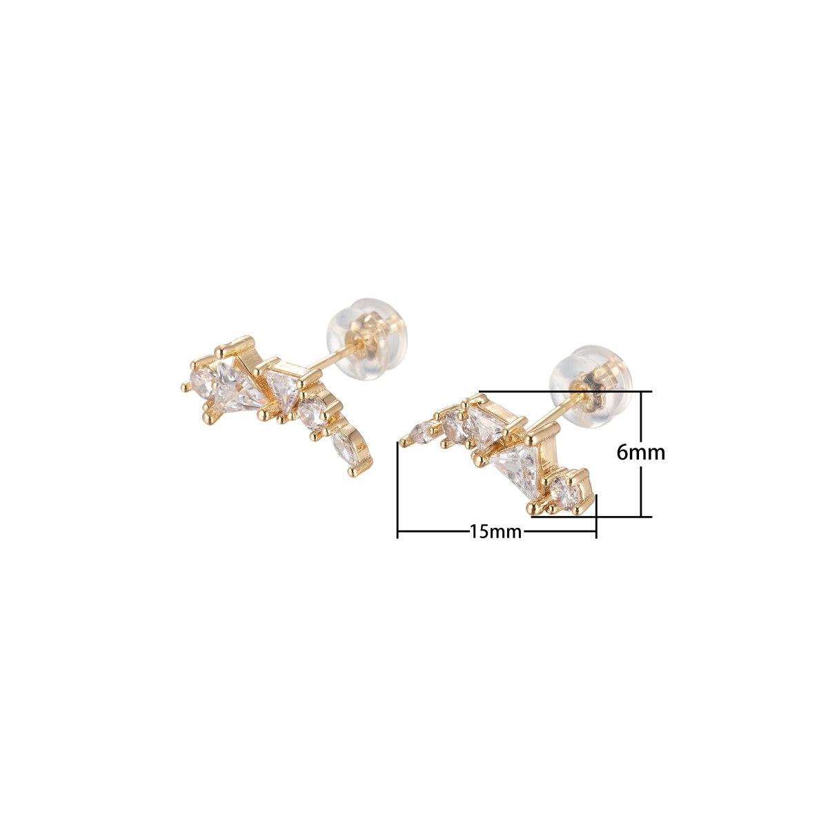 Cartilage earring Minimalist earrings, tiny stud earrings, ear jacket, gold stud earrings, delicate stud earring P-203 - DLUXCA