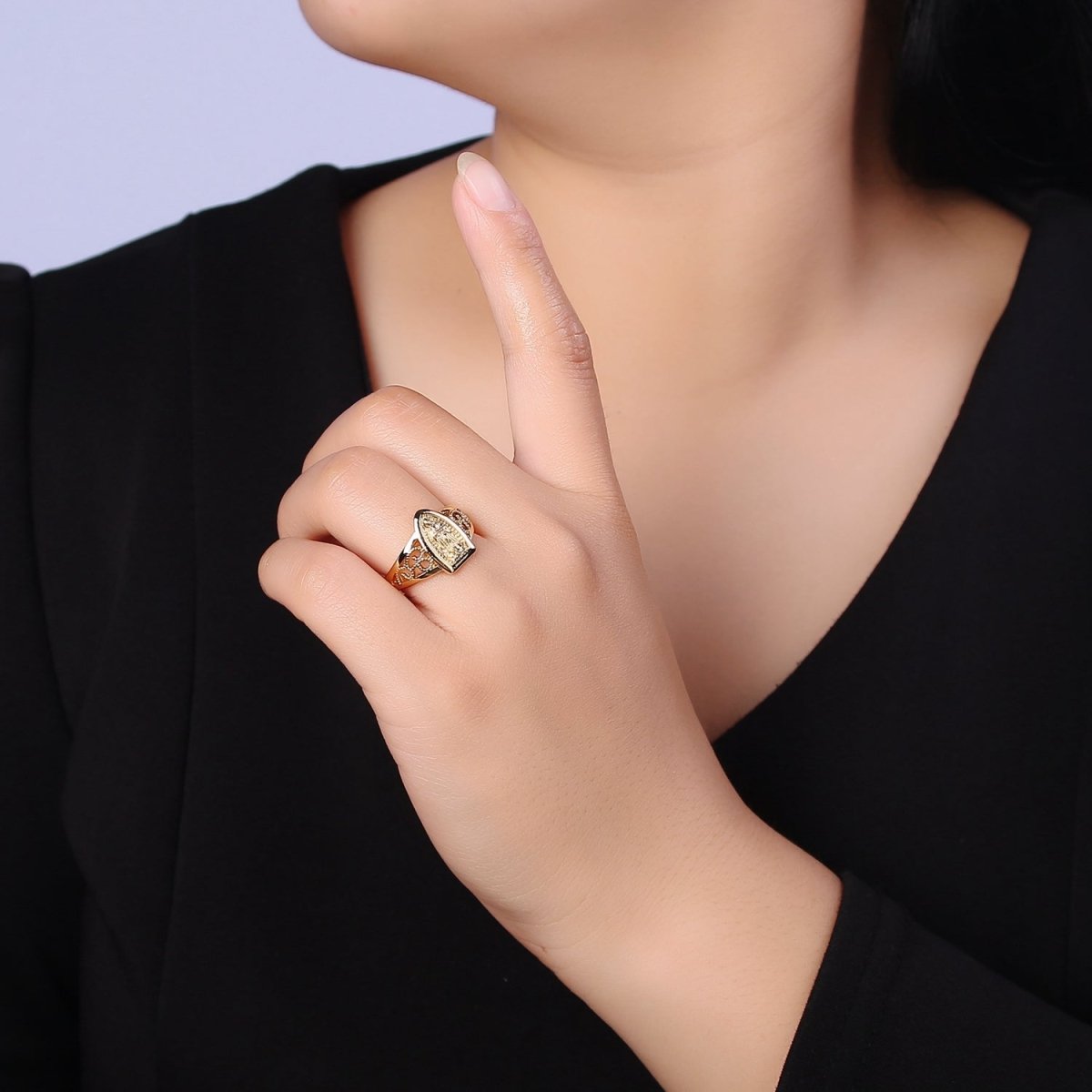 Catholic Our Lady of Guadalupe Gold Rings Virgin Mary Religious Ring O-2164 - DLUXCA