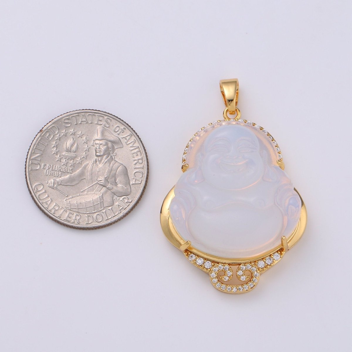 Cat's eye Buddha Cubic Pendant 24K Gold Filled Buddha Pendant Green Cat's Eye Buddha Charm CubicBuddha Necklace for Religious Jewelry Supply O-165 O-166 - DLUXCA