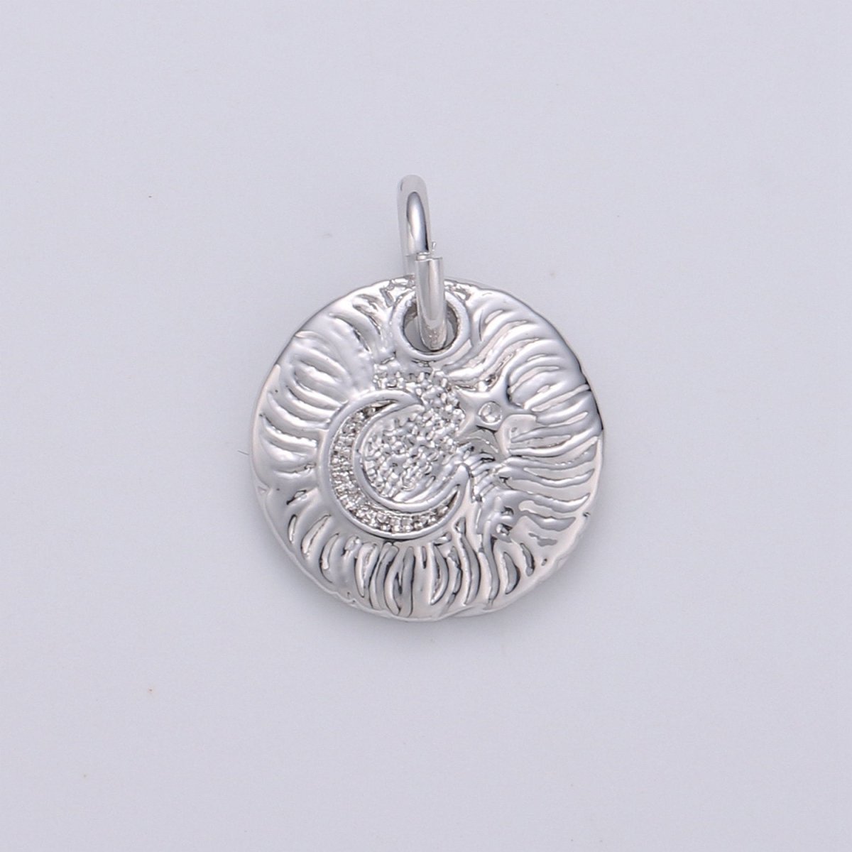 Celestial Jewelry Gold Crescent Moon Charm Rustic Coin Disc Charm Jewelry Making Supply 24K Gold Filled Findings D-372 D-373 - DLUXCA