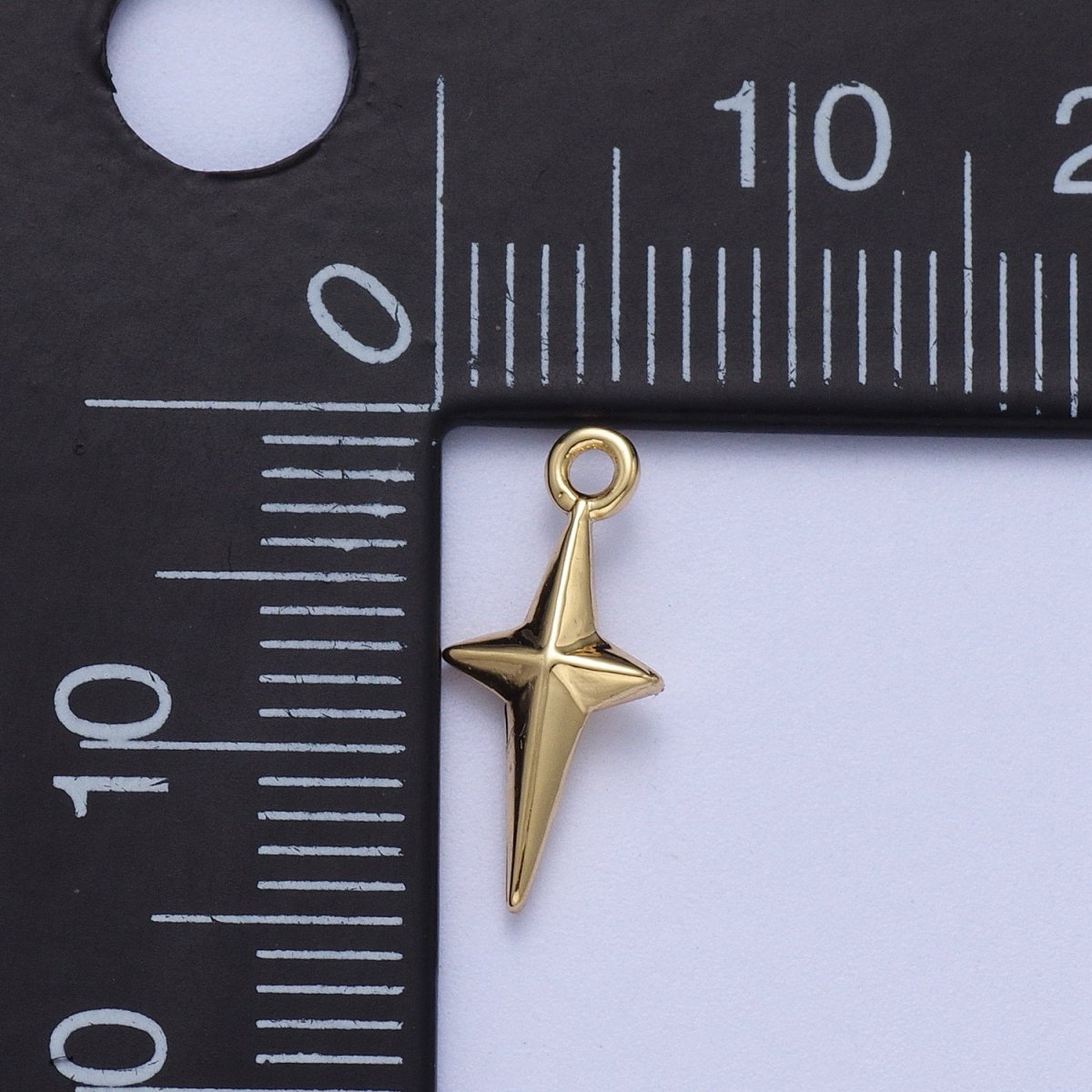 Celestial North Star 14mm Long Puffed Add-On Charm in Gold & Silver | AC046 AC047 - DLUXCA