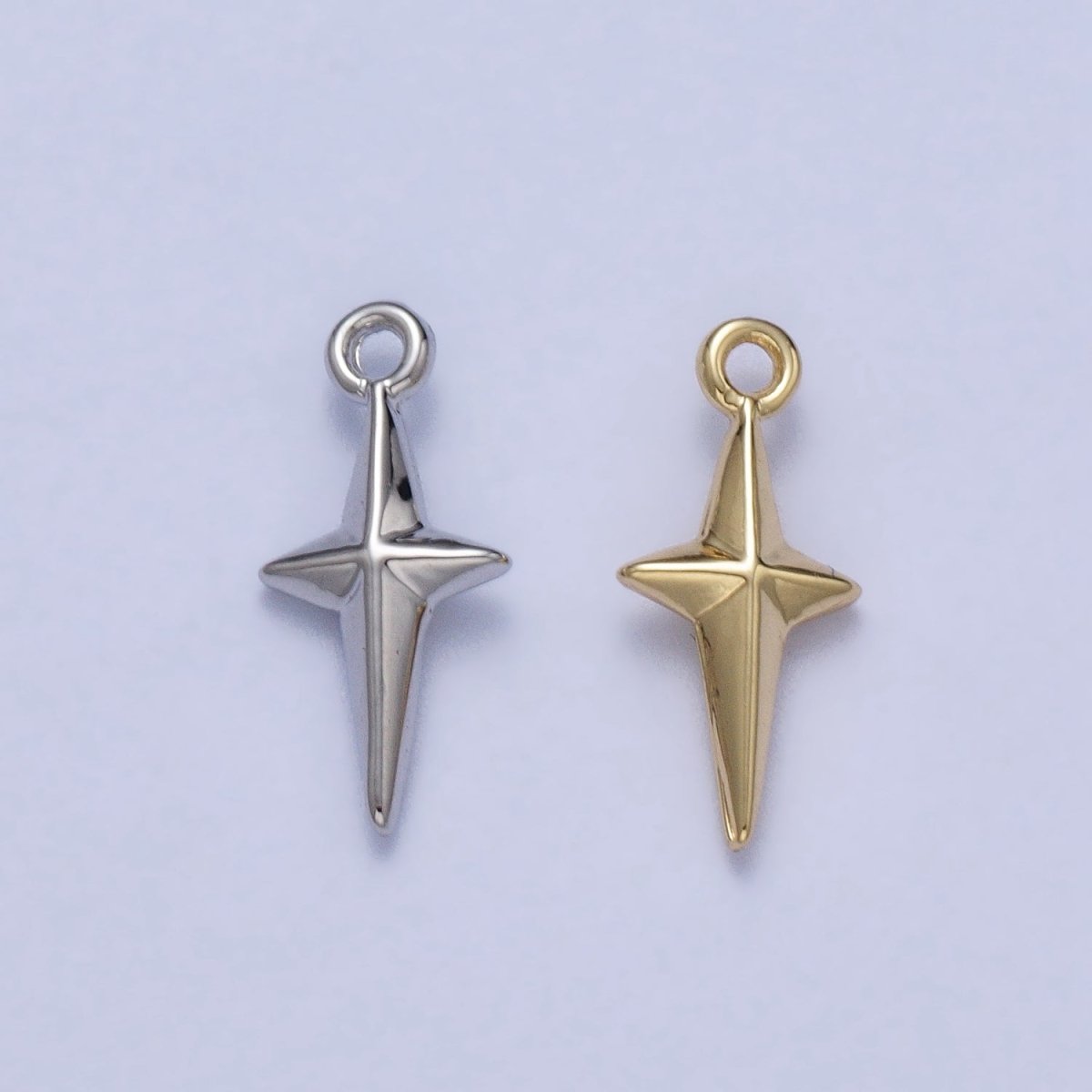 Celestial North Star 14mm Long Puffed Add-On Charm in Gold & Silver | AC046 AC047 - DLUXCA