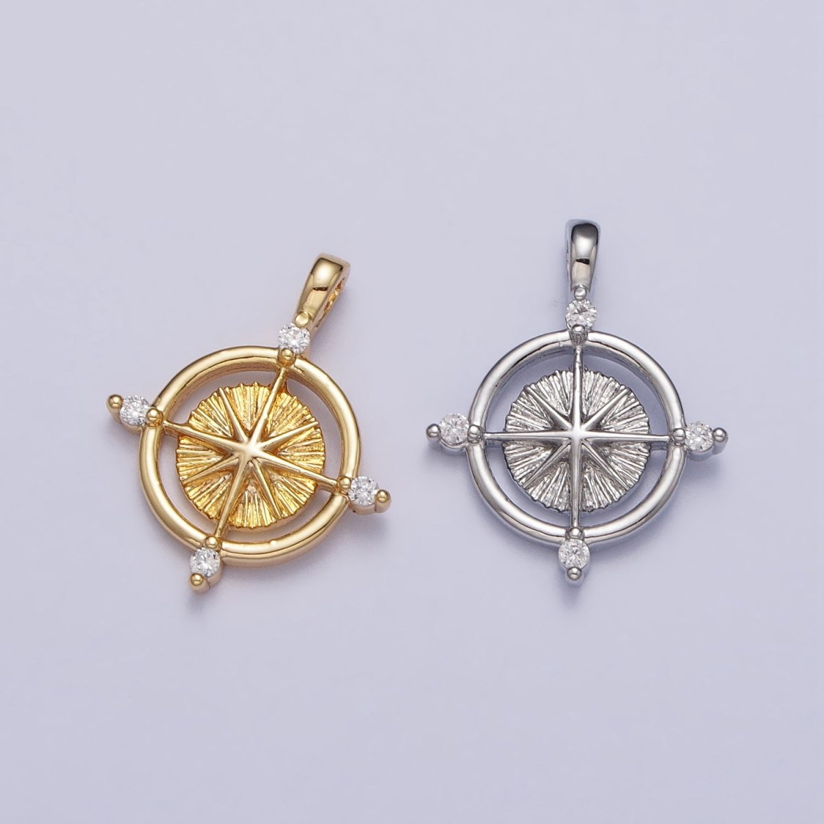 Celestial Northern Star Compass Clear CZ Add-On Charm in Gold & Silver | AC-127 AC-128 - DLUXCA