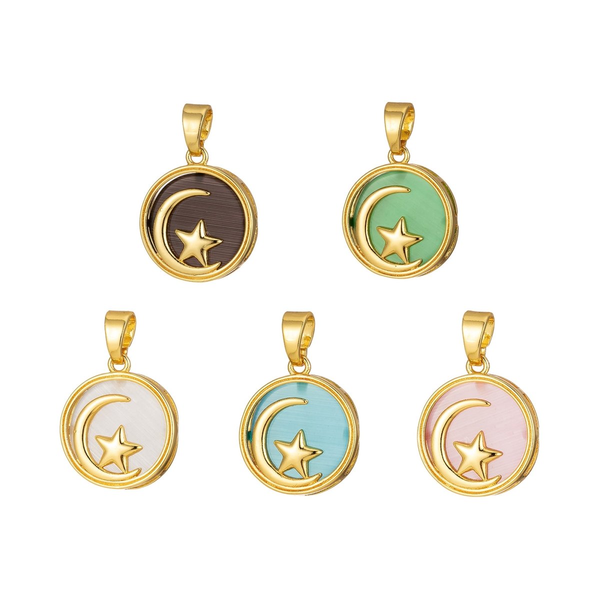 Celestial Pendant Crescent Moon Star Dainty Charm J-301~J-305 - DLUXCA